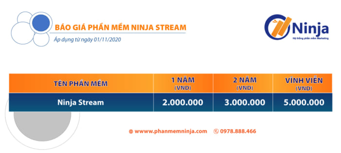 Báo giá phần mềm Ninja Stream