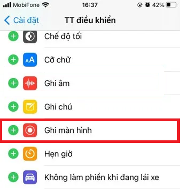 Thêm ghi màn hình