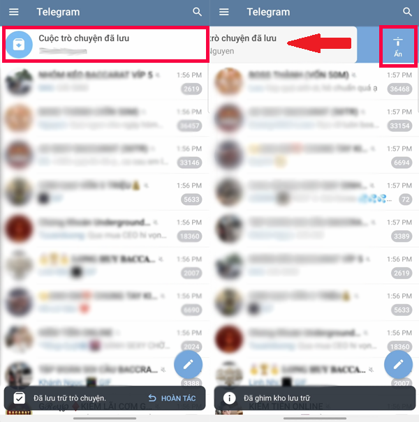 ẩn tin nhắn telegram