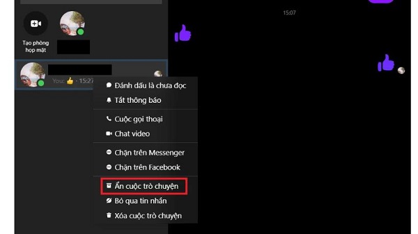 cách ẩn tin nhắn trên messenger