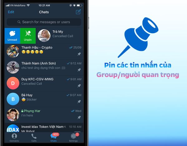 Ghim tin nhắn quan trọng lên đầu trang