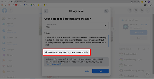 tài khoản facebook bị hạn chế