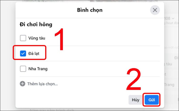 tạo bình chọn trên messenger 