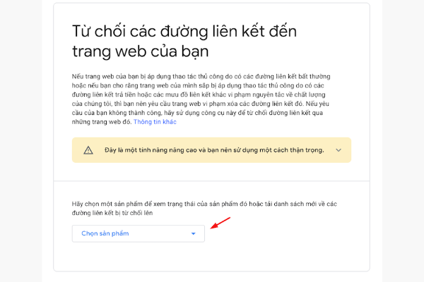 Disavow link bằng Google Search Console