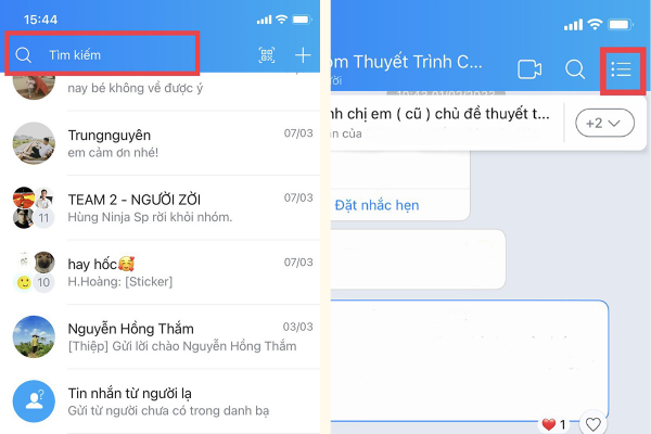 Nhấn vào biểu tượng Menu