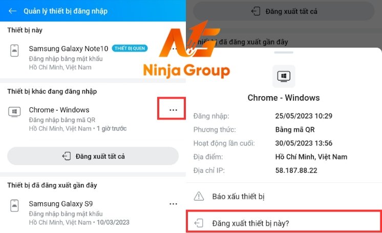 Chọn Đăng xuất thiết bị này? và xác nhận lại