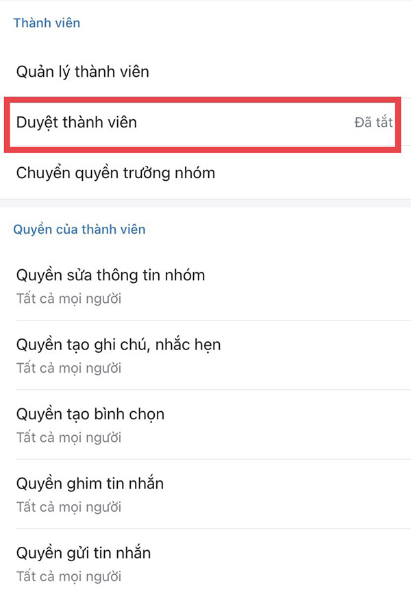 Chọn Duyệt thành viên