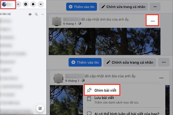 Cách ghim bài viết trên facebook cá nhân bằng máy tính