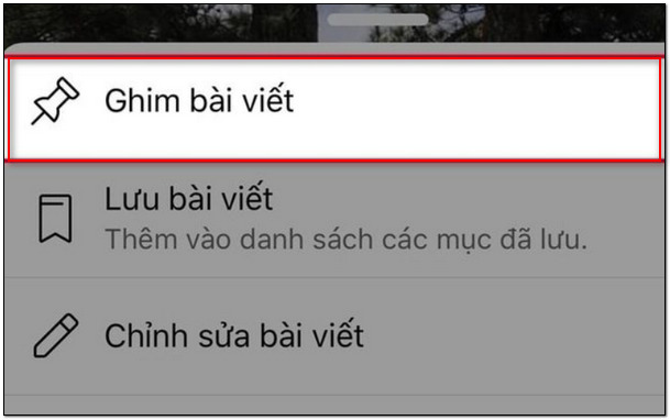 không có nút ghim bài viết trên facebook