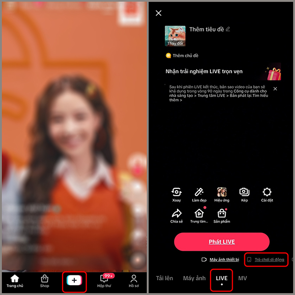 live game trên tiktok bằng điện thoại