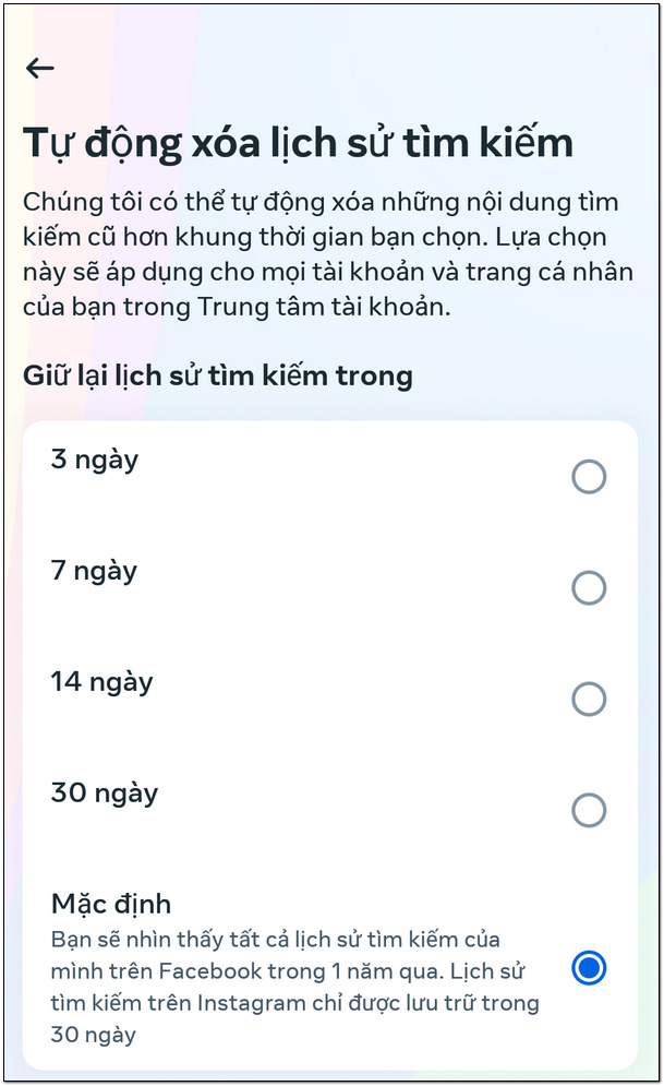 xóa lịch sử tìm kiếm facebook