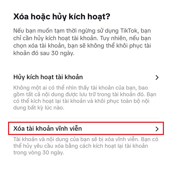 cách xóa tài khoản tiktok