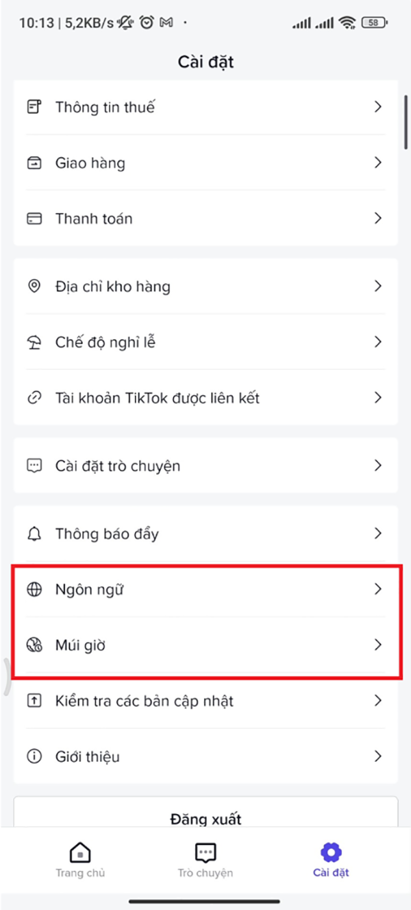 tài khoản tiktok không cùng quốc gia với cửa hàng