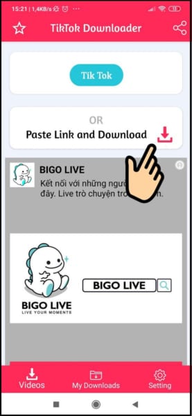 Dán link vào TikPlus Download