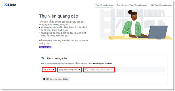 Tìm fanpage quảng cáo theo từ khóa