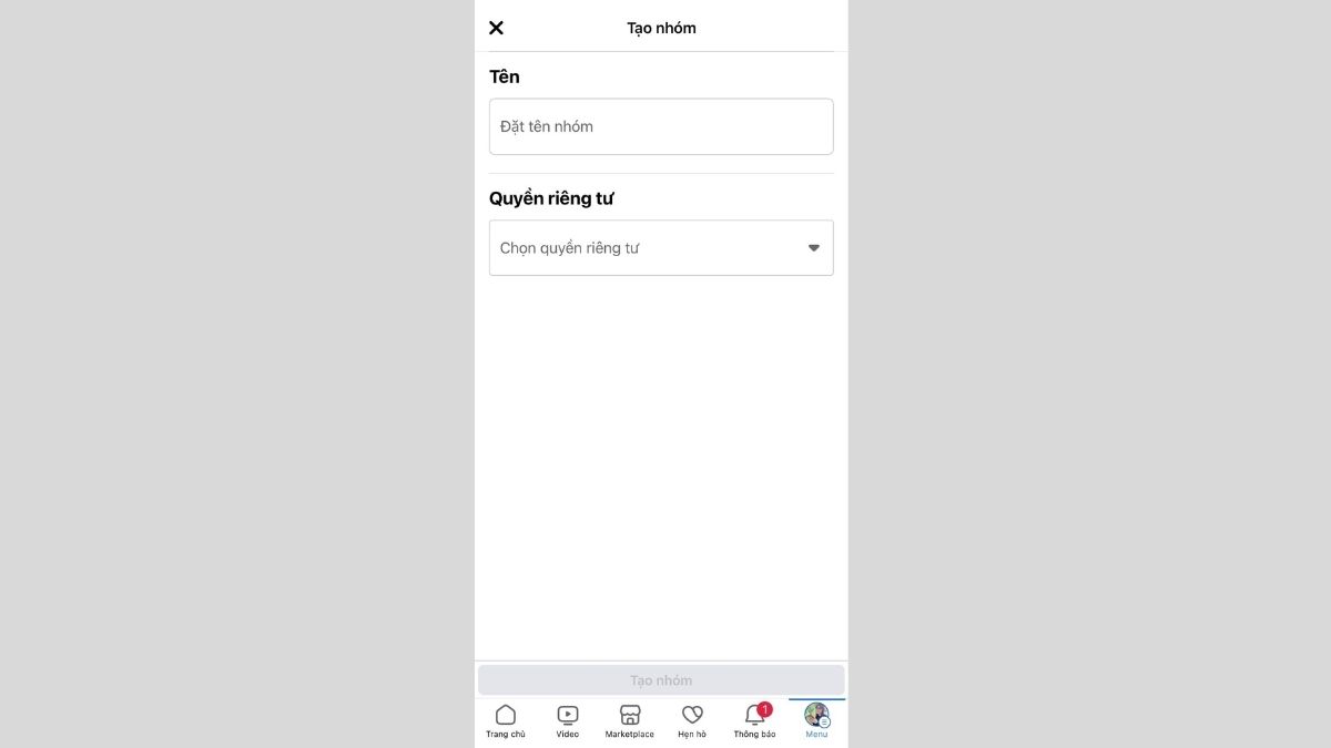 Chọn quyền riêng tư nhóm